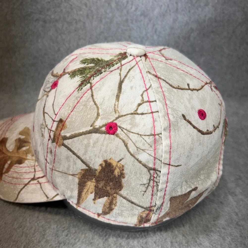 Realtree Embroidered Logo Womens Pink Camo Baseball Cap Adjustable OSFM